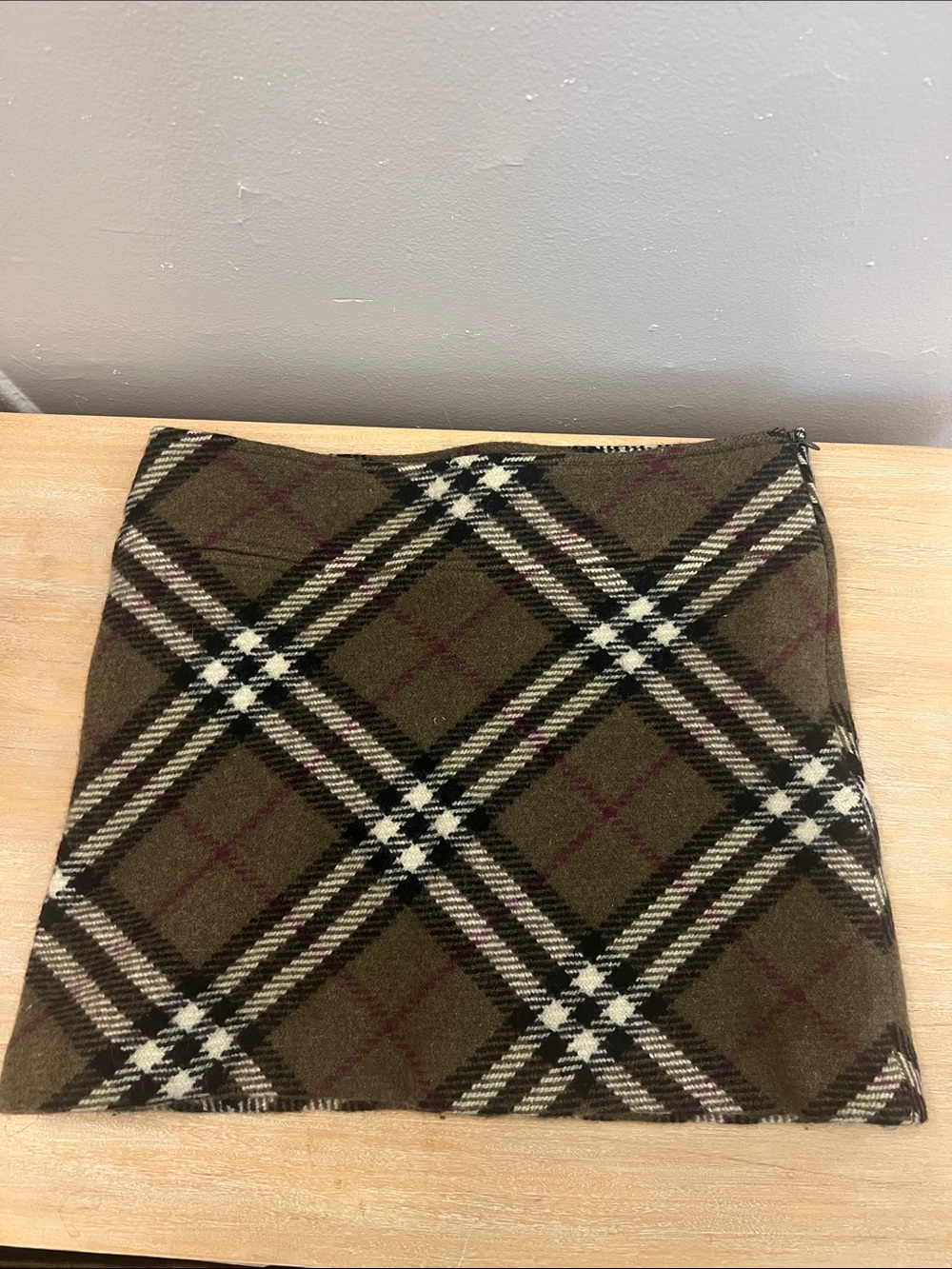 Burberry Wool Plaid Olive Mini Skirt - Women's Skirt